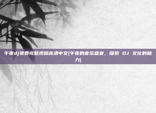 午夜dj免费完整视频高清中文(午夜的音乐盛宴，探索 DJ 文化的魅力)