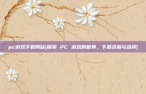 pc游戏下载网站(探索 PC 游戏的世界，下载资源与选择)