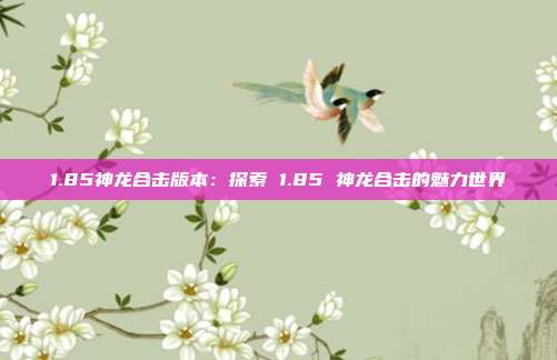 1.85神龙合击版本：探索 1.85 神龙合击的魅力世界